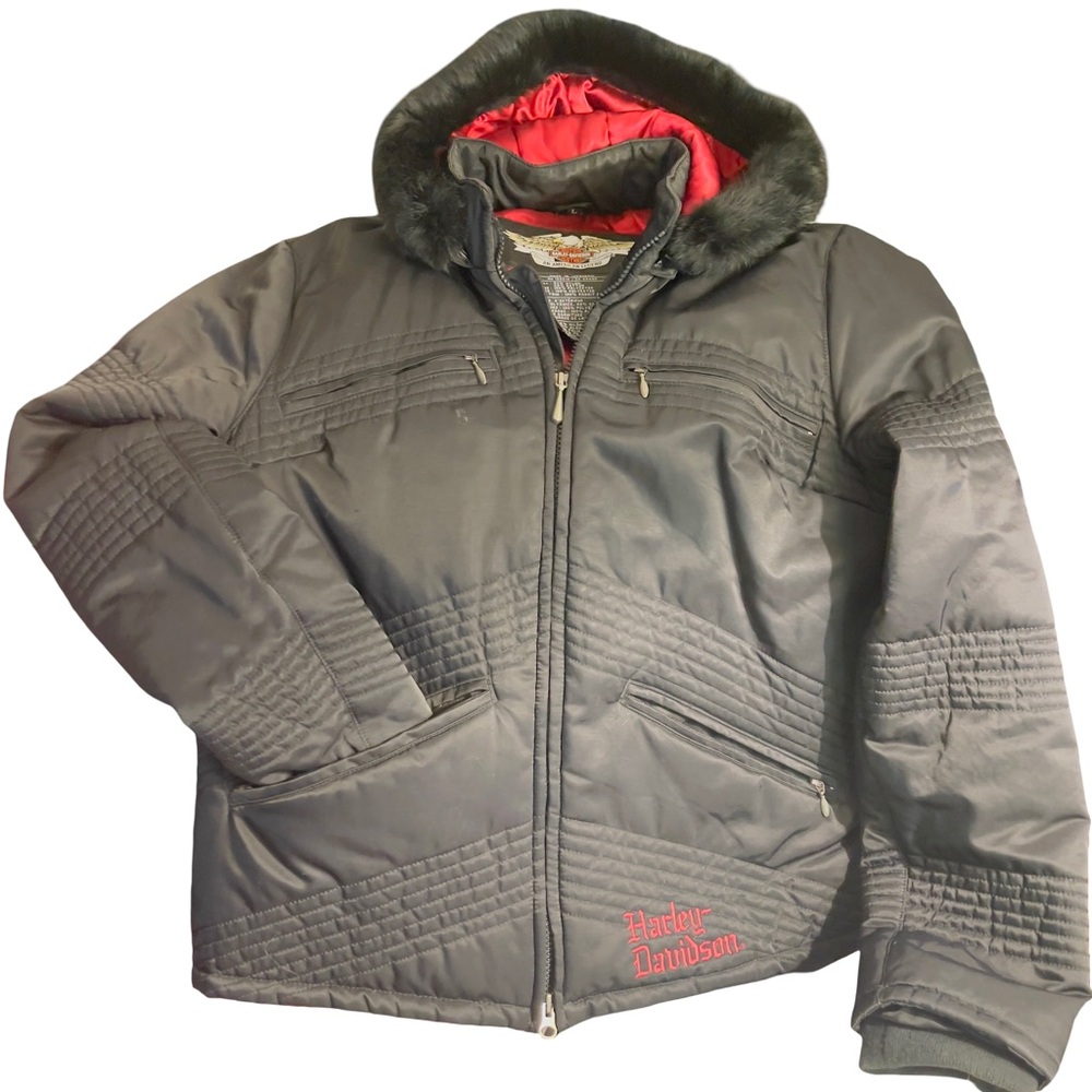 Harley-Davidson Women Black Jacket with Red Lining